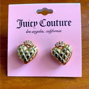 Juicy Couture Rhinestone and Heart Earrings in Gold-tone NWOT